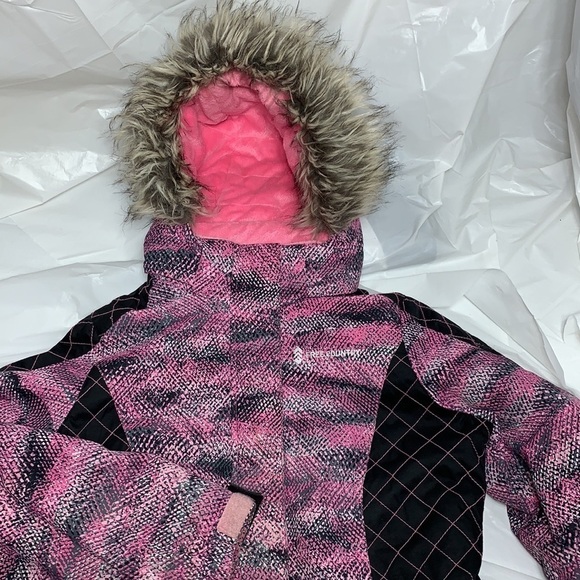 GIRL’S Free Country Pink & Black Detachable Hood Parka fleece lined size L 14/16 - Picture 1 of 12